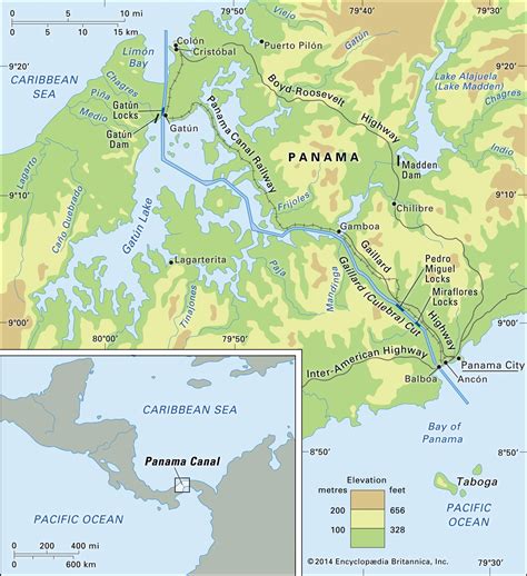 Panama Canal On A Map
